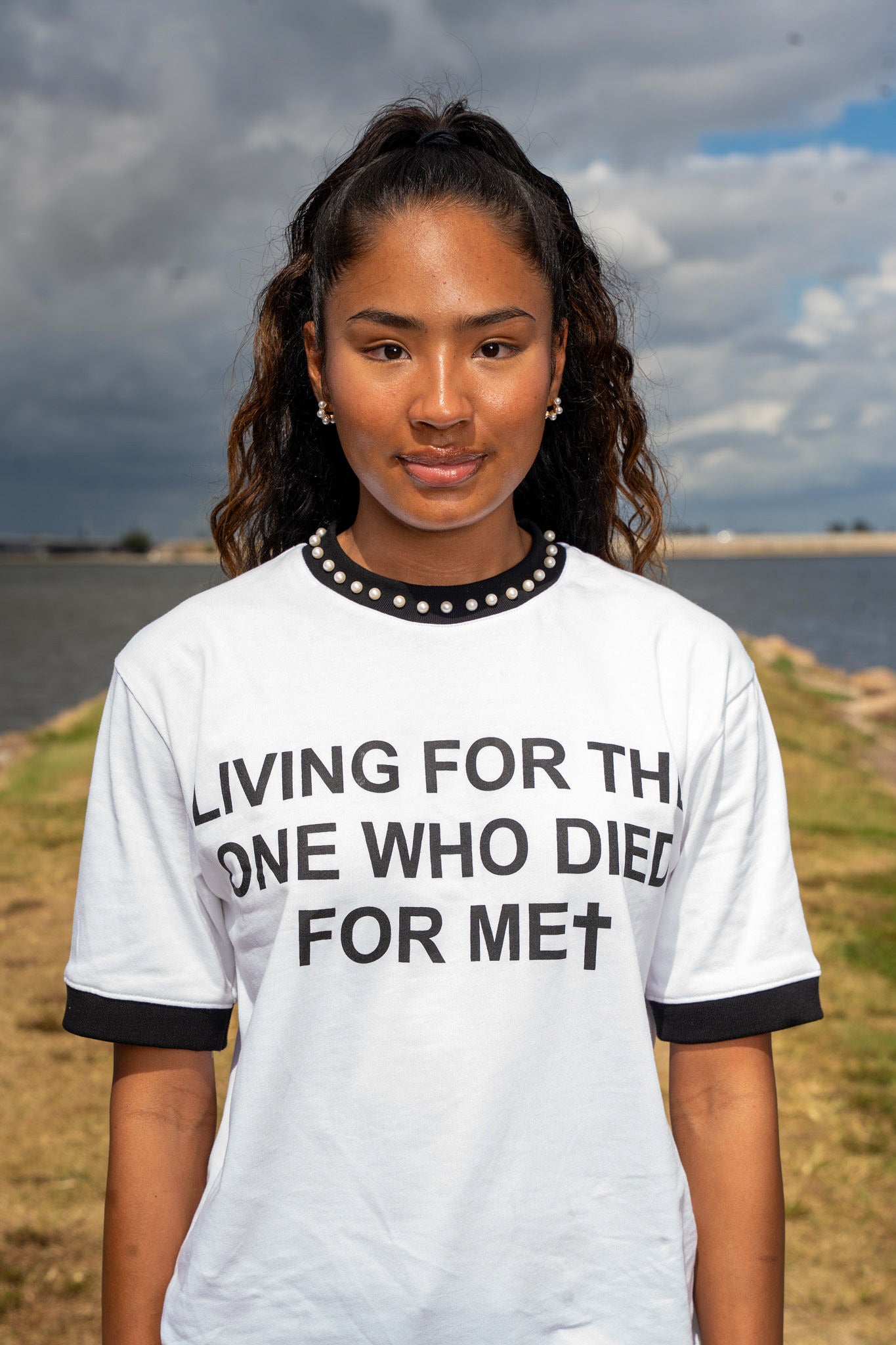 “PEARLS OF THE KINGDOM” - Ringer Tee (SNOW WHITE)