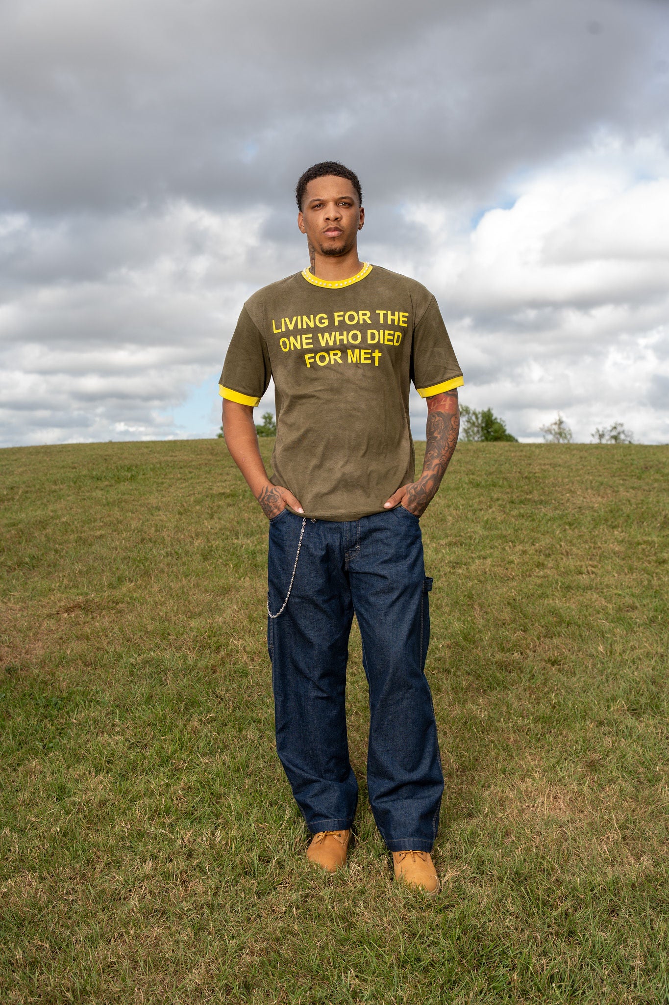 “PEARLS OF THE KINGDOM” - Ringer Tee (OLIVE GREEN)