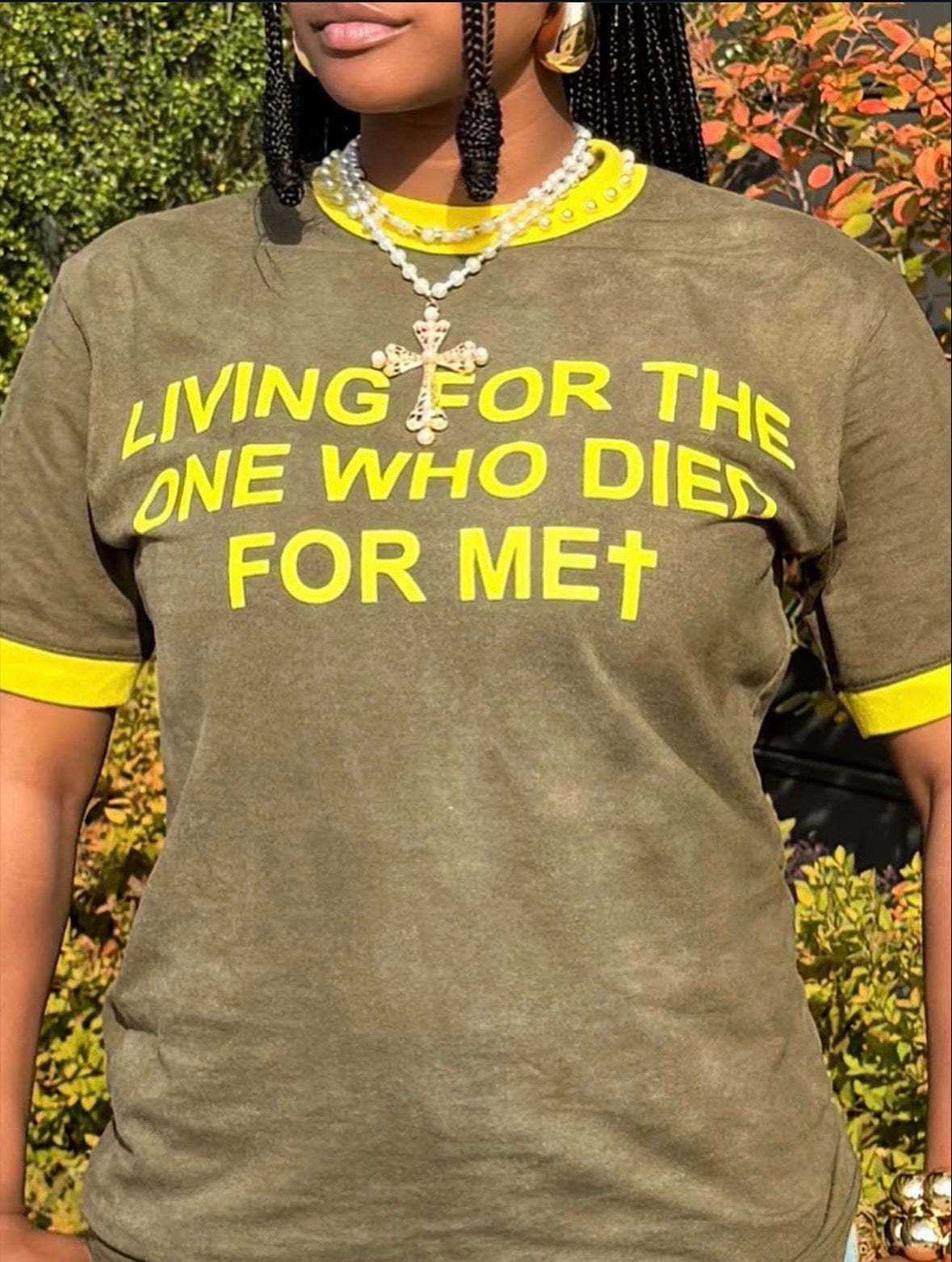 “PEARLS OF THE KINGDOM” - Ringer Tee (OLIVE GREEN)