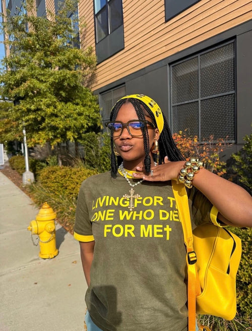 “PEARLS OF THE KINGDOM” - Ringer Tee (OLIVE GREEN)